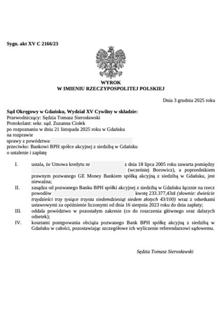 Wyrok frankowy – Gdańsk 2025