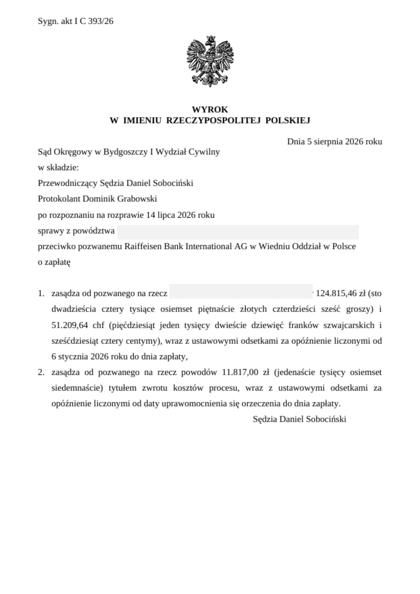 Prawomocny wyrok - unieważnienie kredytu frankowego